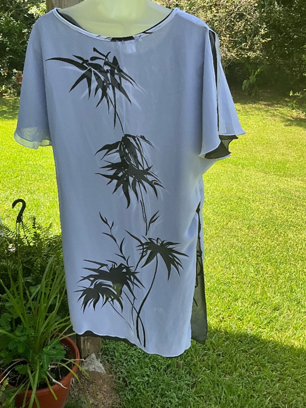 EUropean Sheer Chiffon Resort Tunic Cover-Up Lace-Up US 8,, NWOT - Picture 12 of 14